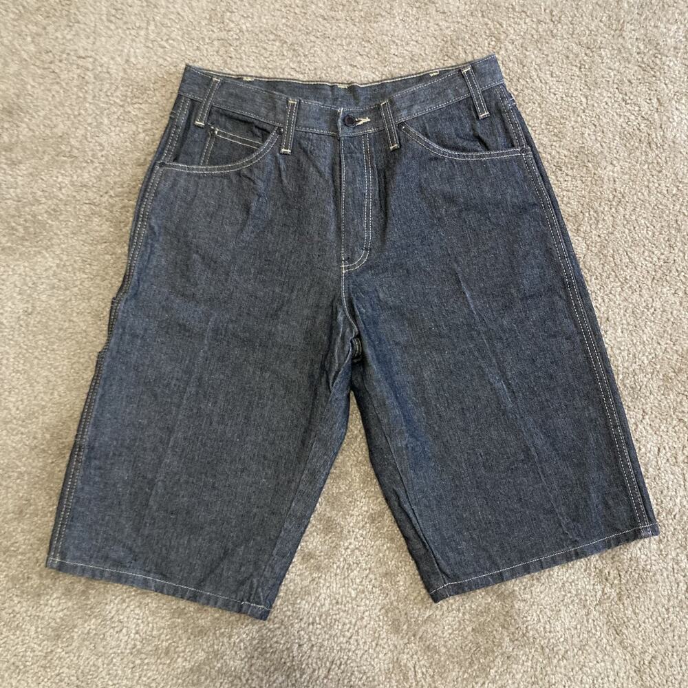 VTG Y2K Genuine Dickies Black Denim Baggy Shorts Men's Sz 32 Hip Hop Streetwear